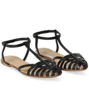 Anna F. Cage-Style Buckled Sandals - Black