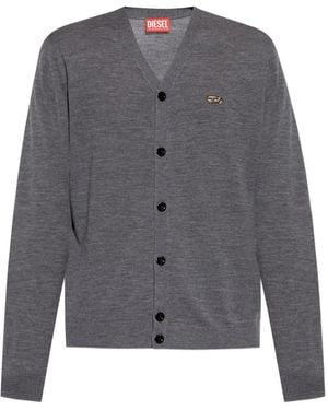 DIESEL Buttoned V-Neck Cardigan - Grey