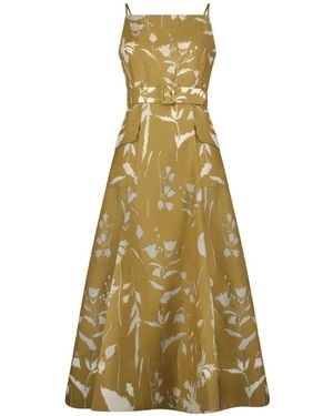 Lela Rose Floral-Print Midi Dress - Brown