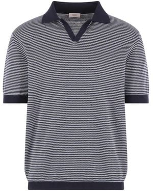 Agnona Striped V-Neck T-Shirt - Grey