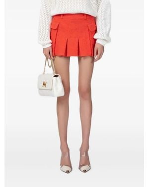 Elisabetta Franchi Tweed Pleated Mini Skirt - レッド