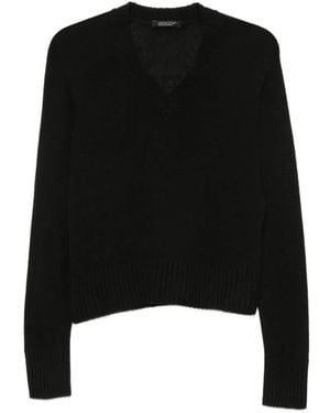 Aragona V-Neck Ribbed-Trim Sweater - Black