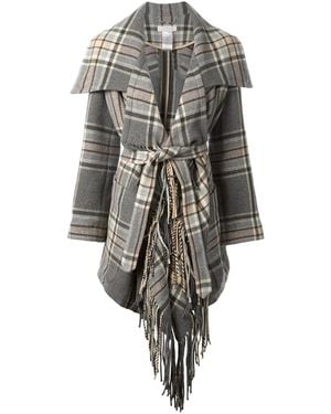 Chloé Check Belted Coat - Gray