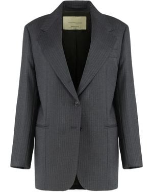 Weekend by Maxmara Pinstripe Wool Blazer - Black