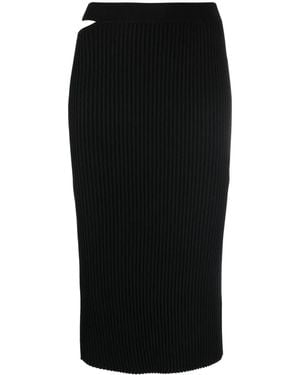 Helmut Lang Cutout-Detail Ribbed Knit Skirt - Black