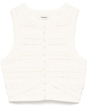 Sandro Crochet Crop Top - Natural