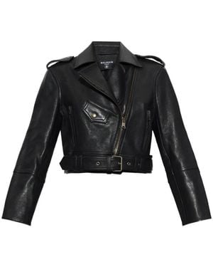 Balmain Belted Biker Jacket - Black