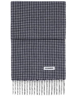 Jil Sander Écharpe En Maille À Micro-Carreaux - Bleu