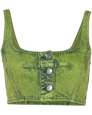 Marni Bleached Denim Crop Top - Green
