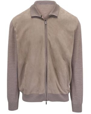 Maurizio Baldassari Suede Sweater Jacket - Brown