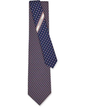 Ferragamo Printed Silk Tie - Blue