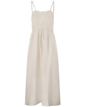 Maurizio Mykonos Embroidered Tiered Midi Dress - White