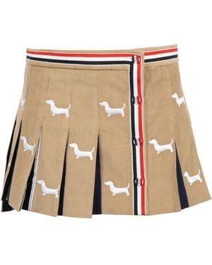 Thom Browne Hector Ribfluwelen Mini-Rok Met Borduurwerk - Naturel