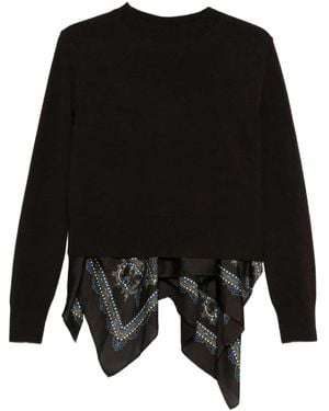Sacai Paisley-print panel sweater - Schwarz