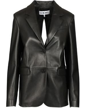 Loewe Lace-Up Leather Jacket - Black