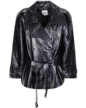 LA PISCINE Double-Breasted Belted Jacket - Black