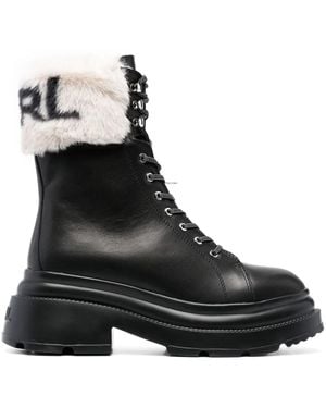 Karl Lagerfeld ロゴ アンクルブーツ - ブラック