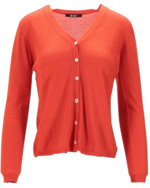LA ROSE V-Neck Cardigan - Red