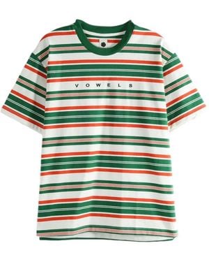 vowels Horizontal-Striped Logo-Print T-Shirt - Green