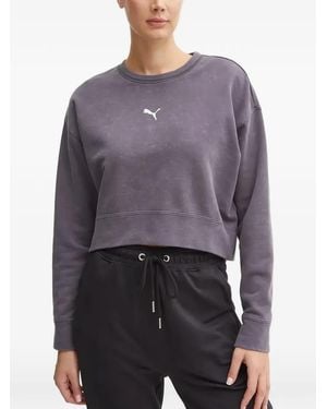 PUMA Cropped-Pullover Mit Logo-Print - Lila