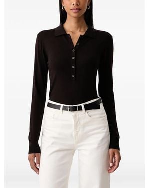 Fracomina Button-Up Long-Sleeve Bodysuit - Black
