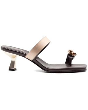 DONNARì Jewel Strap Leather Sandals - Brown