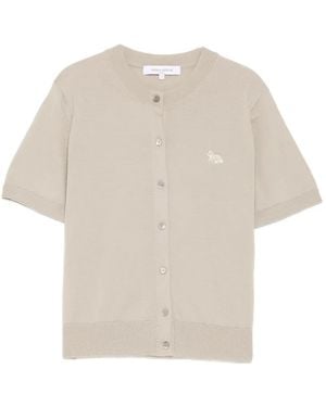 Maison Kitsuné Cárdigan Baby Fox De Manga Corta - Blanco