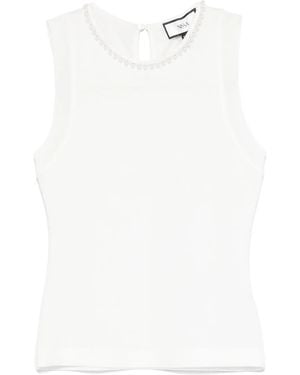Nissa Faux-Pearl Tank Top - White
