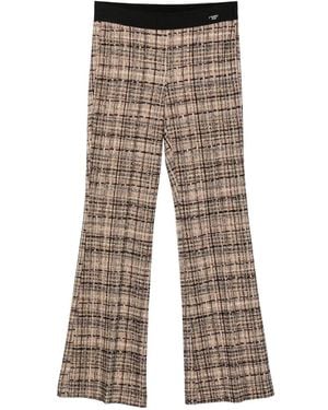 Cambio Francis Checked Elasticated-Waistband Trousers - Natural