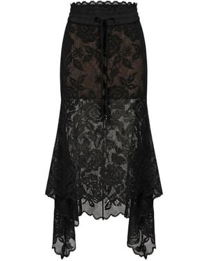 Monse Lace Drawstring-Waistband Midi Skirt - Black