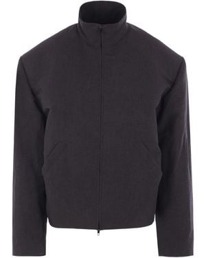 Balenciaga Veste Matelassée À Col Montant - Bleu
