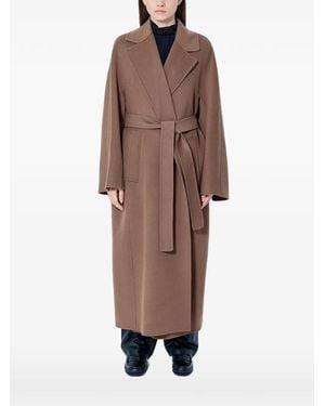 Max Mara Belted Notched-Lapel Coat - Brown