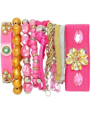 Amir Slama Beaded flower bracelet set - Rosa