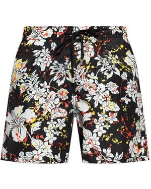 Palm Angels X Vilebrequin Floral-Print Swim Shorts - Black