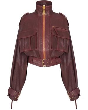 Balmain Chaqueta con cinturón - Rojo
