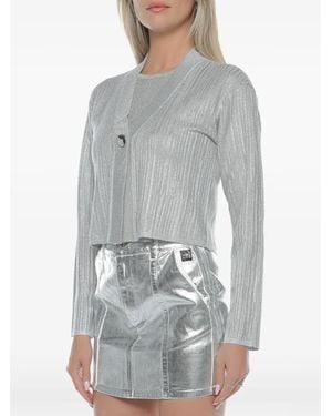 ARMANI EXCHANGE Metallic Ribbed-Knit Cardigan - Grey