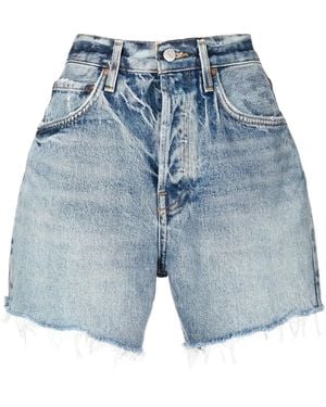 Agolde Riley Cut-Off Denim Shorts - Blue