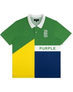 Purple Brand Brazil Colour-Block Piqué Polo Shirt - Green