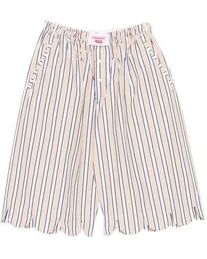 Charles Jeffrey Striped Scalloped Shorts - White