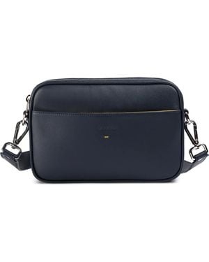 Doucal's Logo-Debossed Leather Messenger Bag - Blue