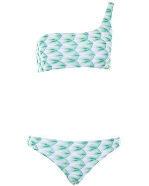 Missoni Floral-Motif One-Shoulder Bikini - Blue