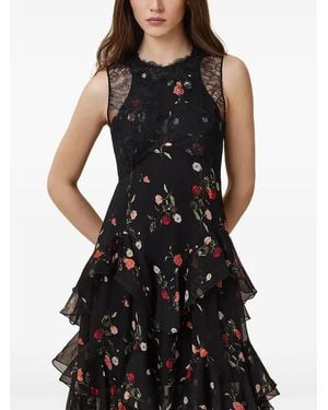 AllSaints Quinn Lace-Detail Ruffled Midi Dress - Black