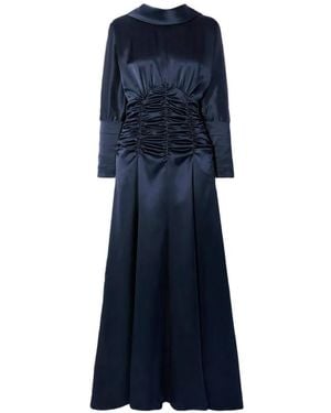 Violante Nessi Backless Ruched Maxi Dress - Blue