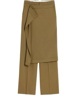 Ami Paris Draped-Detail Wool Trousers - Green