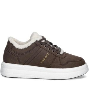 Twinset Logo-Print Trainers - Brown
