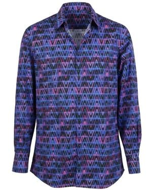 Valentino Garavani Geometric-Print Button-Down Shirt - Blue