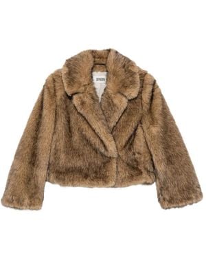 DRYKORN Faux-Fur Notched-Lapel Jacket - Brown
