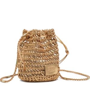 Bimba Y Lola Mini Braided Leather Bucket Bag - Metallic