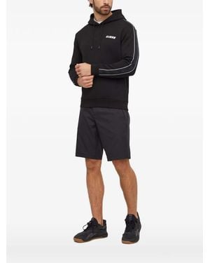 Guess Logo-Print Tape-Detail Hoodie - Black