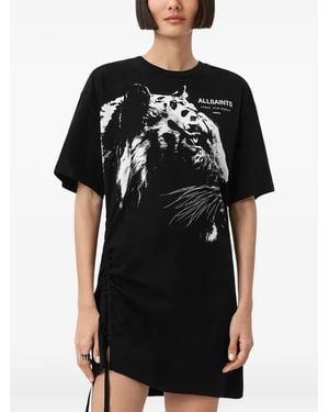 AllSaints グラフィック ミニドレス - ブラック